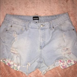 Light denim shorts